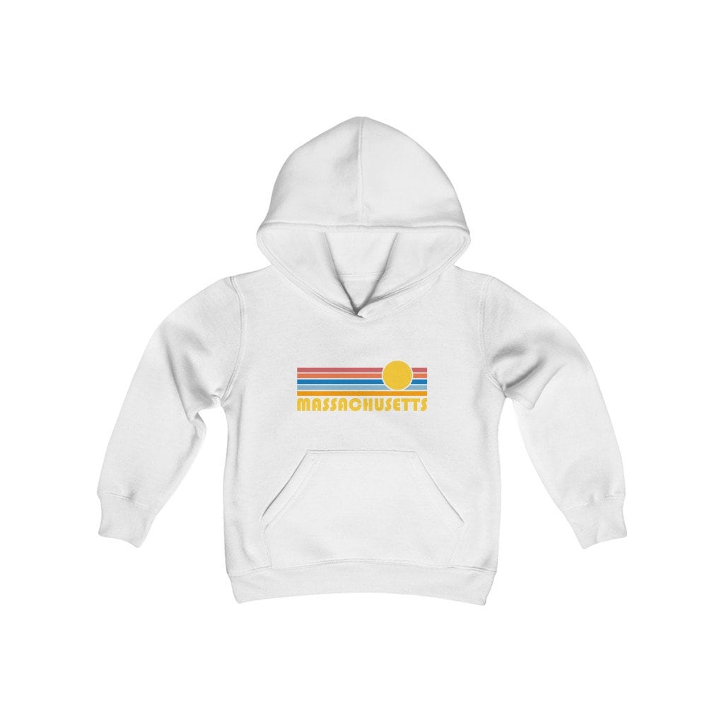 Massachusetts Youth Hoodie Retro Sun Massachusetts Youth Sweatshirt Personalization Available Hoodie – Bold Style · Perfect For Daily Wear