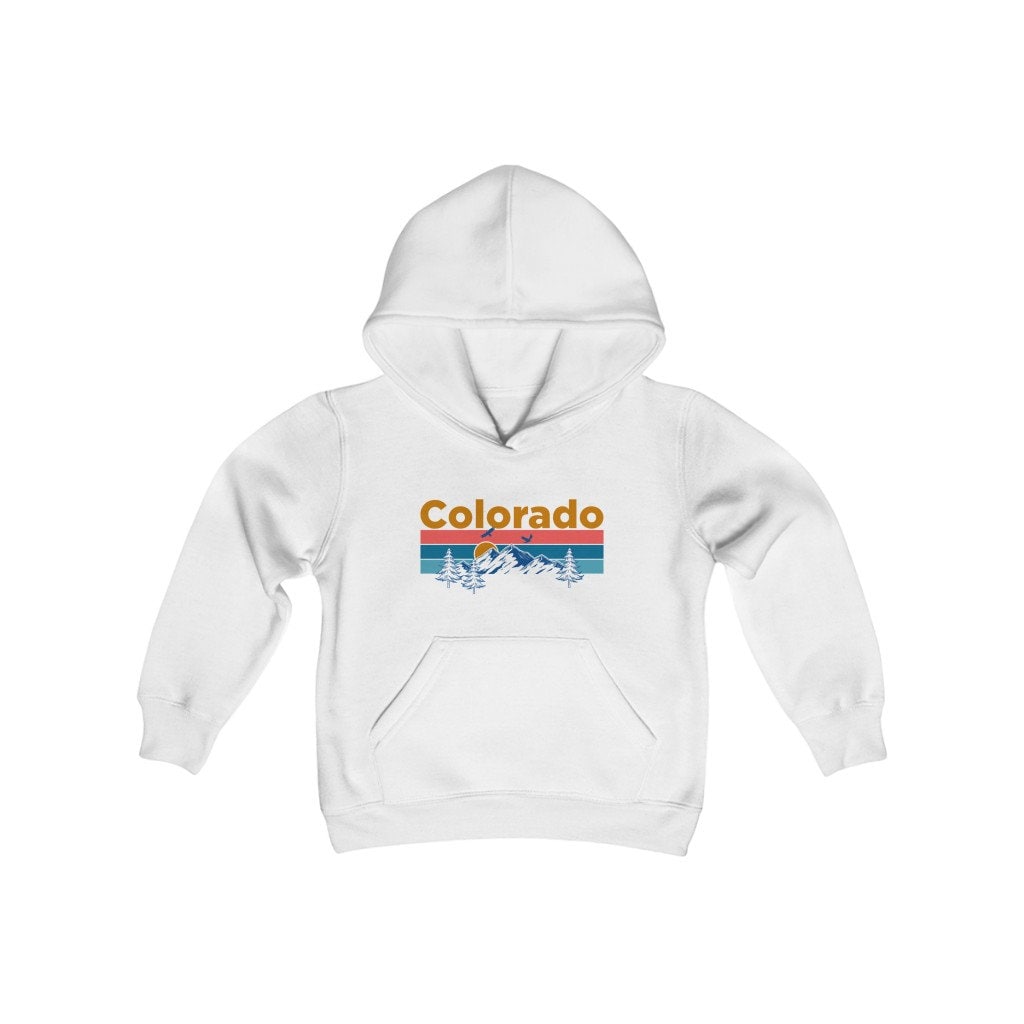 Colorado Youth Hoodie Mountain Sunset Colorado Youth Sweatshirt Personalization Available Hoodie – Easygoing Wear · Great Gift For Fans