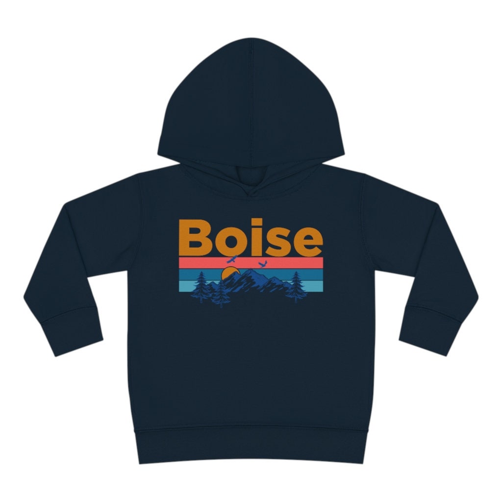 Boise Toddler Hoodie Retro Mountain Sun Unisex Boise Toddler Sweatshirt Personalization Available Hoodie – Premium Graphic · Must-Have Style