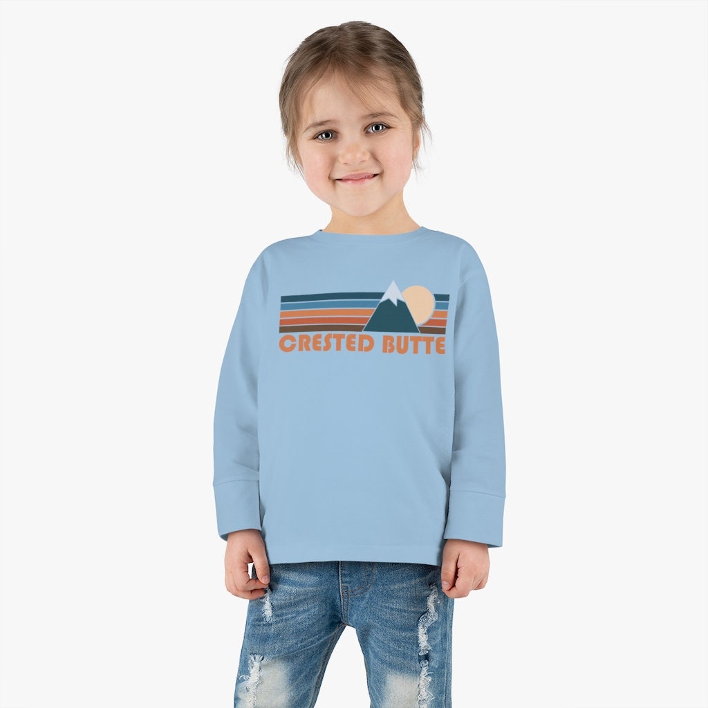 Crested Butte Colorado Toddler Long Sleeve Shirt Retro Mountain Unisex Toddler Crested Butte T Shirt Personalization Available Graphic Tee – Easygoing Wear · Trending Graphic Apparel