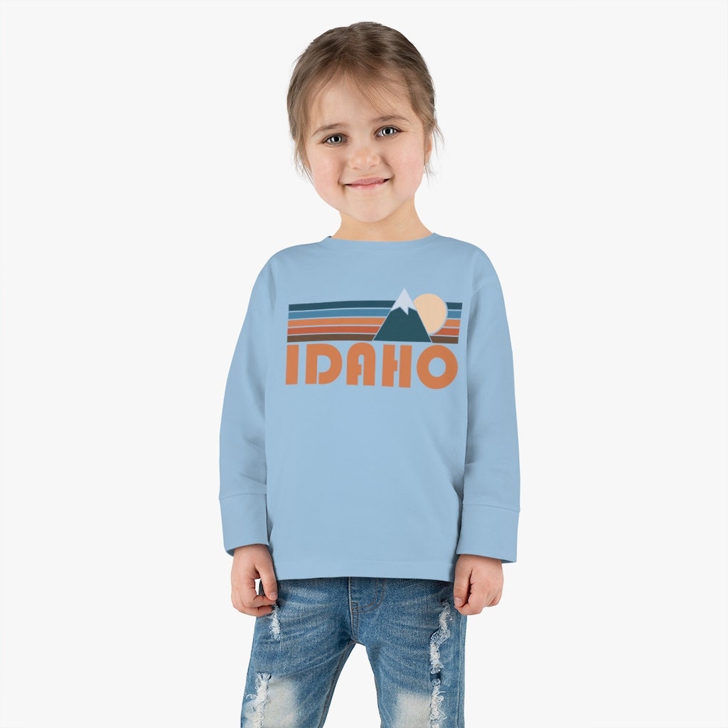 Idaho Toddler Long Sleeve Shirt Retro Mountain Unisex Toddler Idaho T Shirt Personalization Available Graphic Tee – Fan Favorite · Perfect For Daily Wear