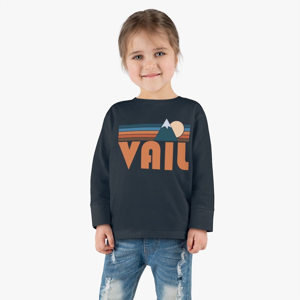 Vail Colorado Toddler Long Sleeve Shirt Retro Mountain Unisex Toddler Vail T Shirt Personalization Available Graphic Tee – Feel-Good Design · High-Quality Print