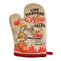 Life Happens Wine Helps Oven Mitt Housewarming Gift Pot Holder Christmas Gift Hostess Gift Funny Oven Mitts Vintage Lady Wine Gifts Graphic Tee – Everyday Comfort · High-Quality Print