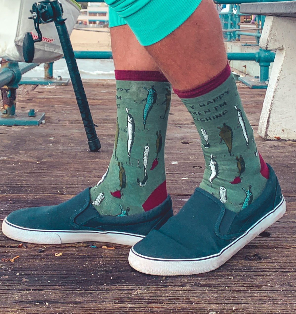 Funny Dad Socks Only Happy When Fishing Socks Funky Fishing Socks Fisherman Gifts Under 15 Fish Socks Man Dad Socks Angler Socks Graphic Tee – Cozy Vibes · Perfect For Daily Wear