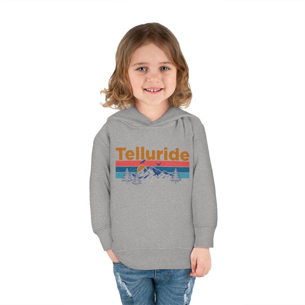 Telluride Toddler Hoodie Retro Mountain Sun Unisex Telluride Toddler Sweatshirt Personalization Available Hoodie – Easygoing Wear · Top Pick For Any Outfit