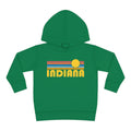 Indiana Toddler Hoodie Retro Sunrise Unisex Indiana Toddler Sweatshirt Personalization Available Hoodie – Premium Graphic · Must-Have Style