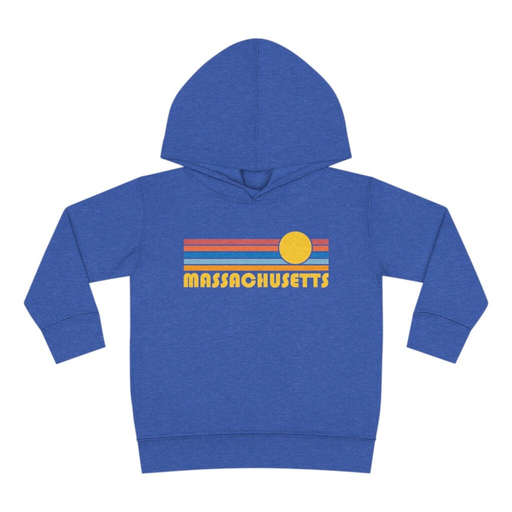 Massachusetts Toddler Hoodie Retro Sunrise Unisex Massachusetts Toddler Sweatshirt Personalization Available Hoodie – Feel-Good Design · Perfect For Daily Wear
