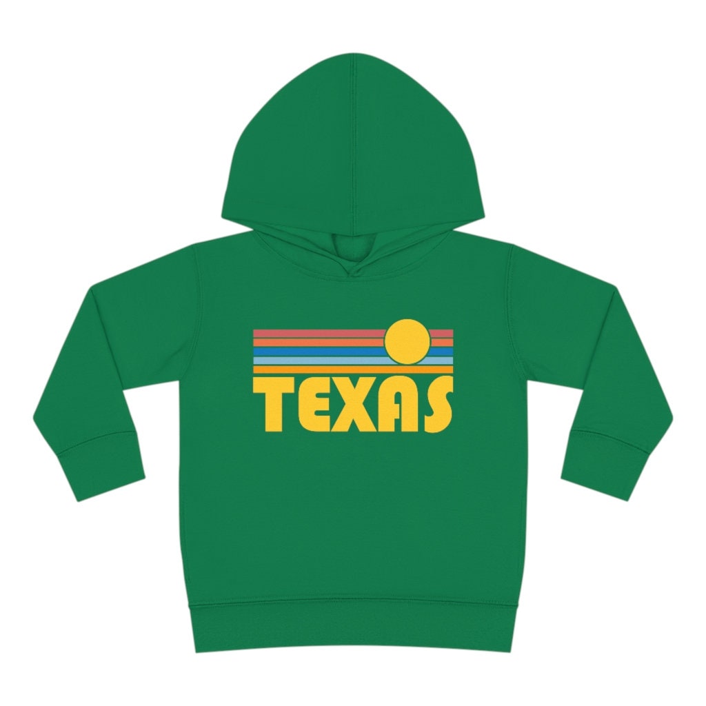 Texas Toddler Hoodie Retro Sunrise Unisex Texas Toddler Sweatshirt Personalization Available Hoodie – Feel-Good Design · Perfect For Daily Wear
