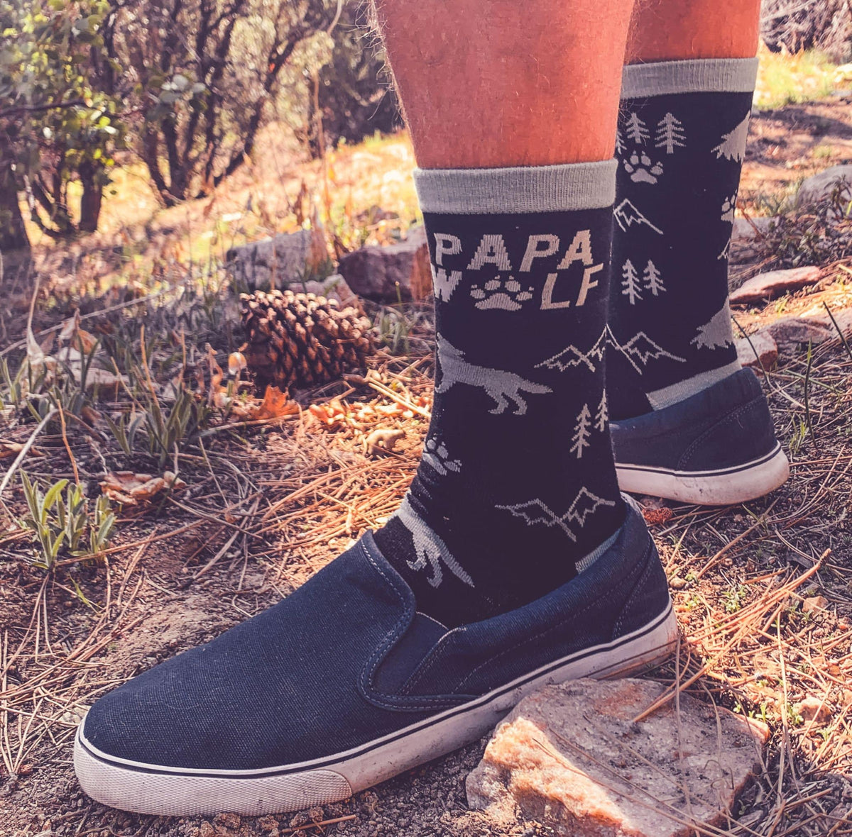 Papa Wolf Socks Papa Socks Funny Socks Outdoor Socks Father39s Day Gift Gifts for Dad Dad Socks Mountain Socks For Him Dress Socks Graphic Tee – Fan Favorite · Perfect For Daily Wear