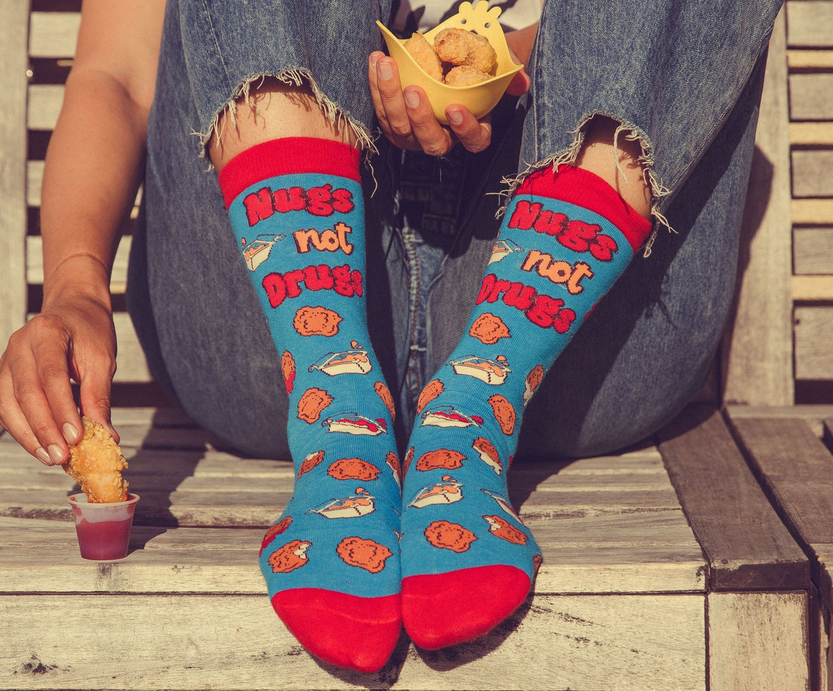 Nugs Not Drugs Socks Mens Food Socks Fun Foodie Socks Funky Socks Funny Socks Cookout Socks Nugget Socks Chicken Nugget Socks Graphic Tee – Aesthetic Look · Must-Have Style