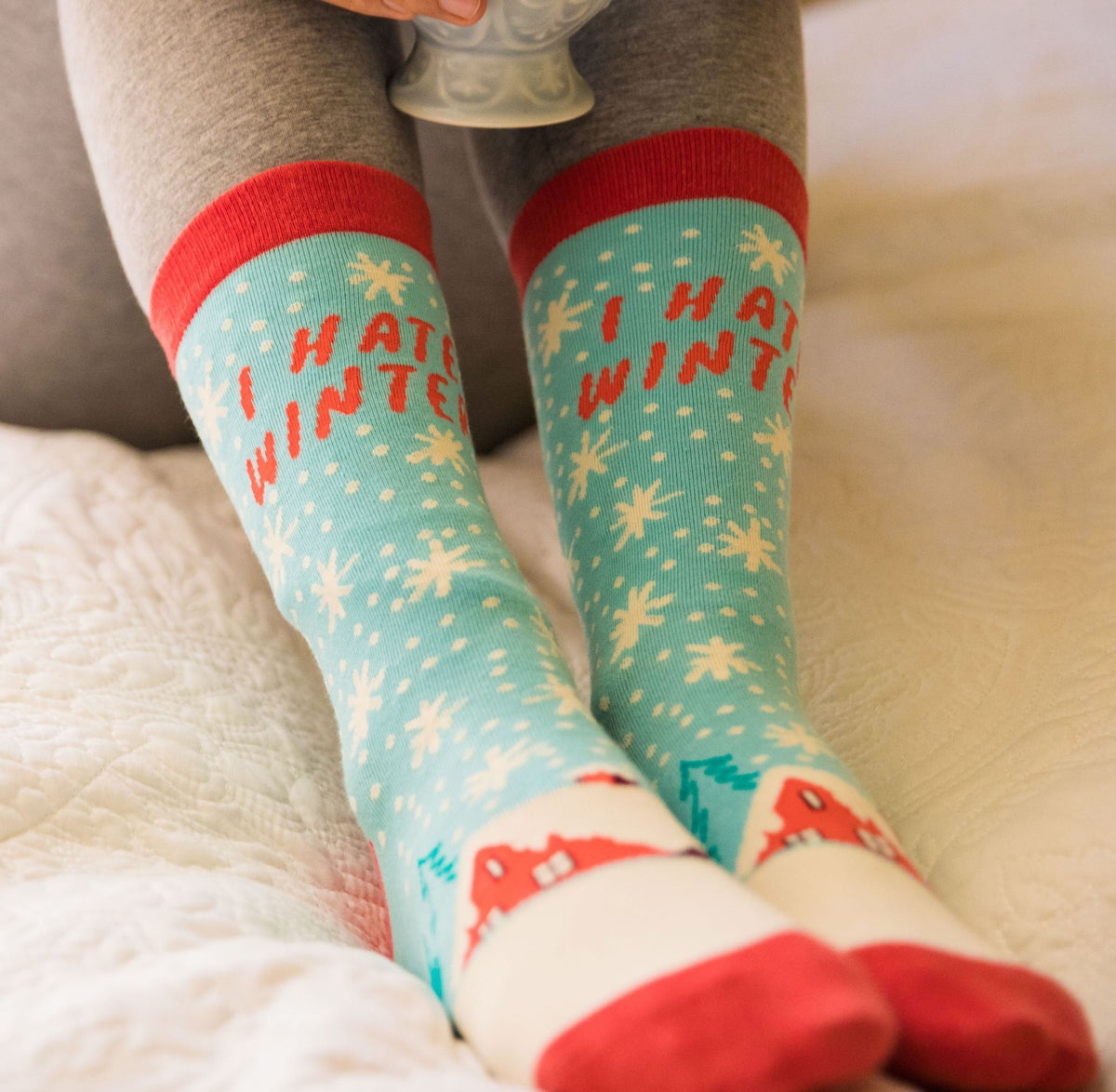 Christmas Socks Adult Christmas Humor Socks UNISEX Socks Festive Winter Socks I Hate Winter Farm House Socks Snow Socks Graphic Tee – Aesthetic Look · Trending Graphic Apparel