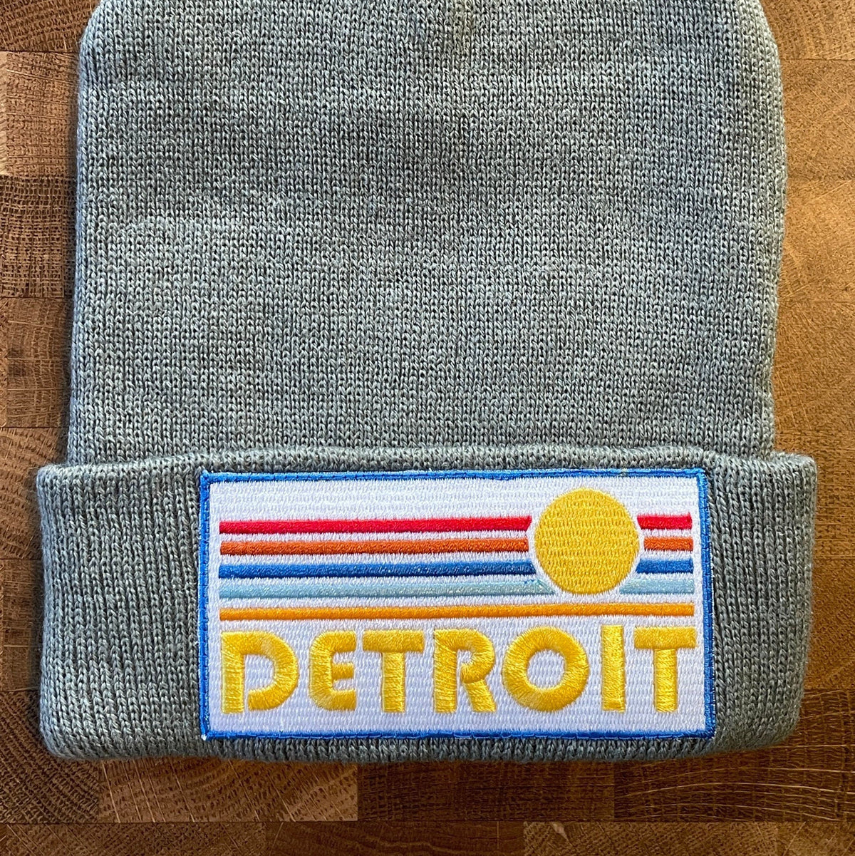 Detroit Kids Beanie 2 yrs 10 yrs Retro Sun Detroit Toddler Knit Hat Personalization Available Graphic Tee – Bold Style · Must-Have Style