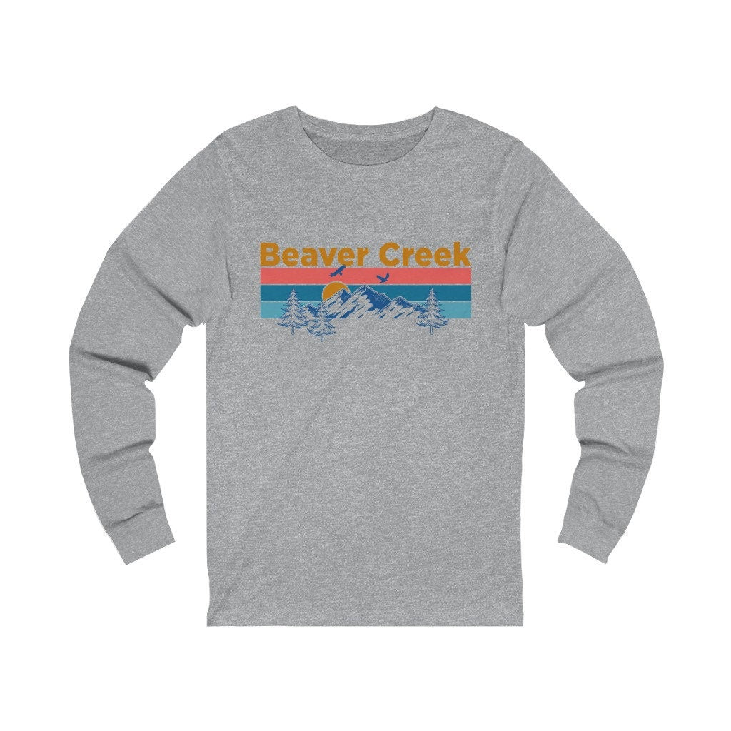 Beaver Creek Long Sleeve Shirt Unisex Retro Mountain Sun Long Sleeve Beaver Creek T Shirt Personalization Available Graphic Tee – Warm & Stylish · Perfect For Daily Wear