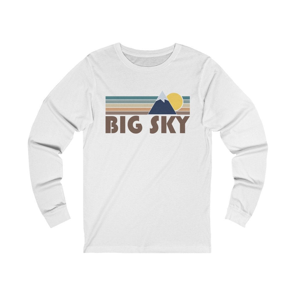Big Sky Montana Long Sleeve Shirt Unisex Fall Retro Mountain Long Sleeve Big Sky T Shirt Personalization Available Graphic Tee – Cozy Vibes · Perfect For Daily Wear