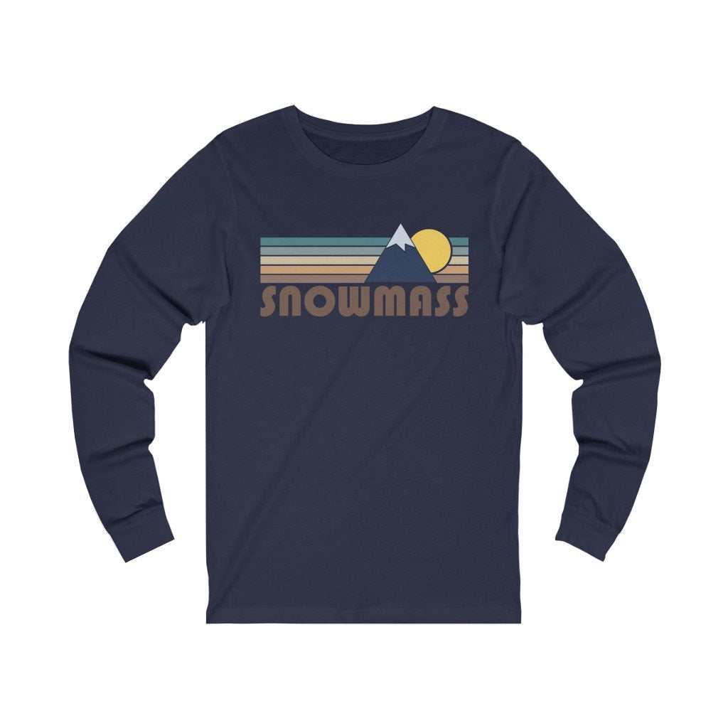 Snowmass Colorado Long Sleeve Shirt Unisex Fall Retro Mountain Long Sleeve Snowmass T Shirt Personalization Available Graphic Tee – Cozy Vibes · High-Quality Print