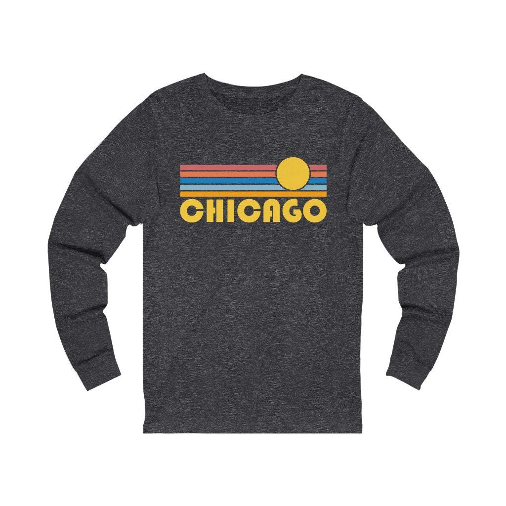 Chicago Illinois Long Sleeve Shirt Unisex Retro Sun Long Sleeve Chicago T Shirt Personalization Available Graphic Tee – Bold Style · Trending Graphic Apparel