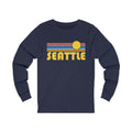 Seattle Washington Long Sleeve Shirt Unisex Retro Sun Long Sleeve Seattle T Shirt Personalization Available Graphic Tee – Warm & Stylish · Trending Graphic Apparel