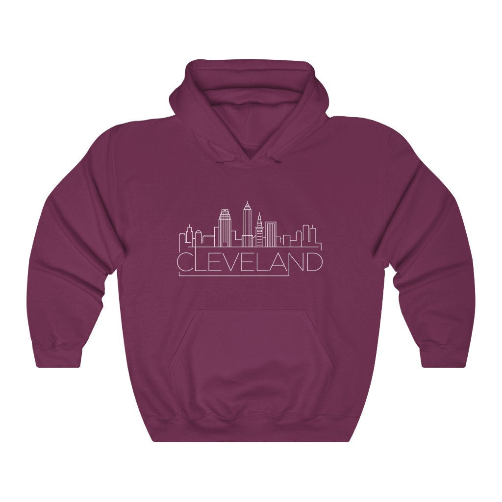 Cleveland Hoodie Adult Unisex Skyline Cleveland Ohio Hoodie Sweatshirt Personalization Available Hoodie – Soft Feel · Top Pick For Any Outfit