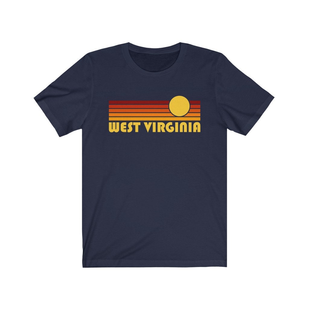 West Virginia TShirt Retro Sunset Unisex West Virginia Shirt Personalization Available Graphic Tee – Soft Feel · High-Quality Print