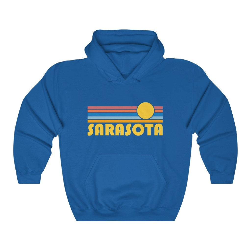 Sarasota Florida Hoodie Retro Sunrise Unisex Sarasota Hoodie Sweatshirt Personalization Available Hoodie – Aesthetic Look · Trending Graphic Apparel