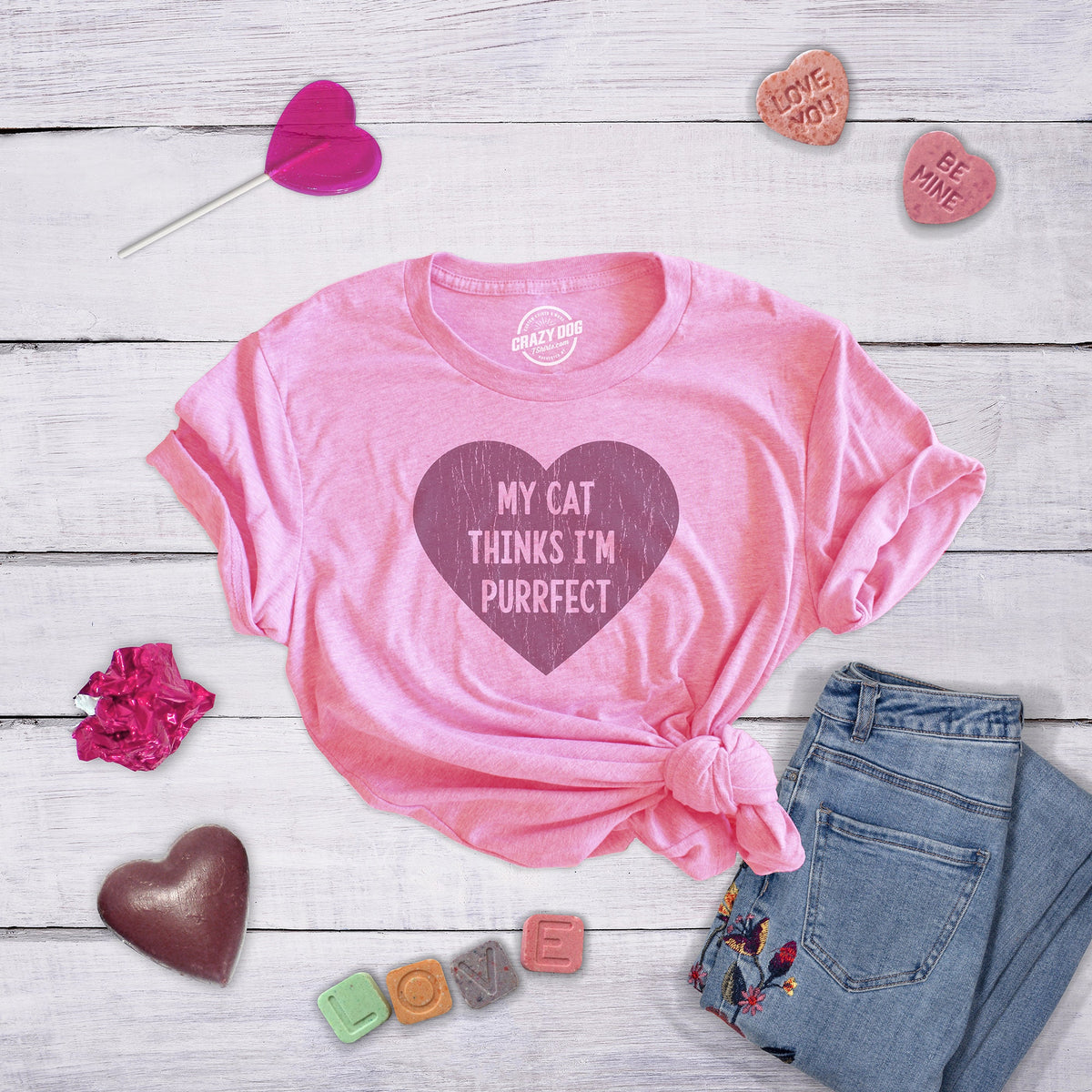 My Cat Thinks Im Purrfect Shirt Funny Womens Cat Tshirts Cat Lover Gift Kitty Mom Shirt Joke Cat Tees Woman Single On Valentines Graphic Tee – Soft Feel · Trending Graphic Apparel