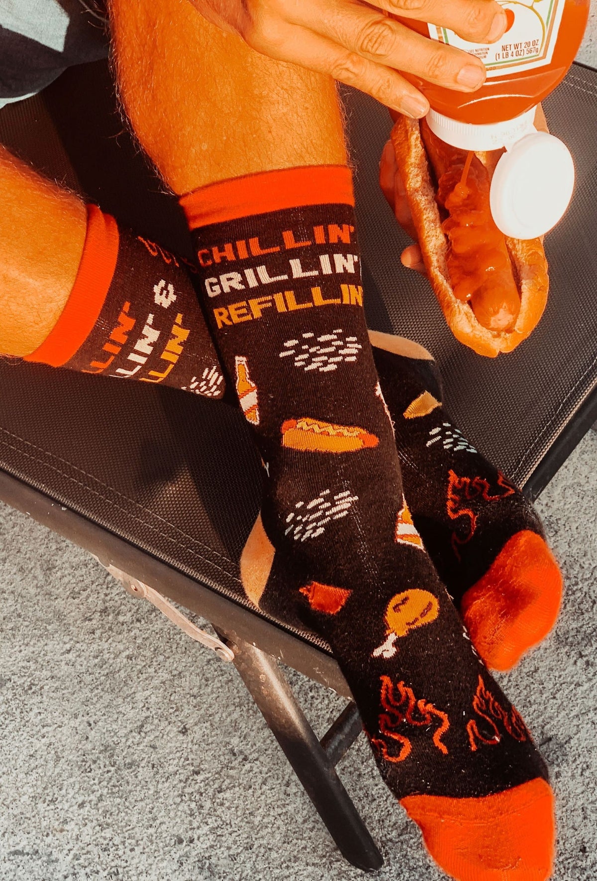 Chillin Grillin Refillin Socks Mens Grilling Socks Fun Foodie Socks Funky Socks Funny Socks Cookout Socks Beer Socks Drinking Socks Graphic Tee – Easygoing Wear · High-Quality Print