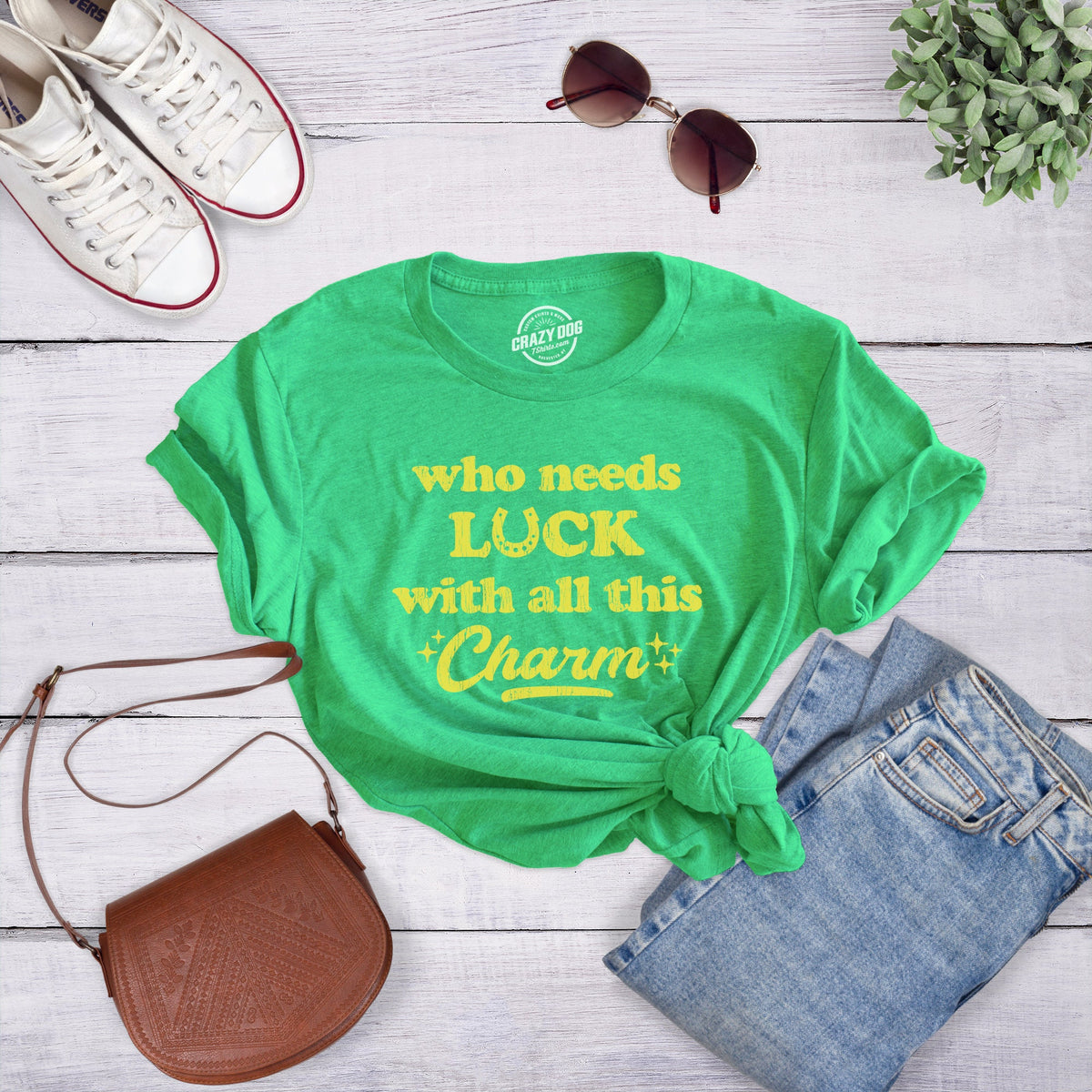 Who Needs Luck With All This Charm Lucky GREEN Irish Shirt Womens Irish Top St Patricks Day Lucky Shirts Cute Horseshoe Shirts Graphic Tee – Fan Favorite · Great Gift For Fans