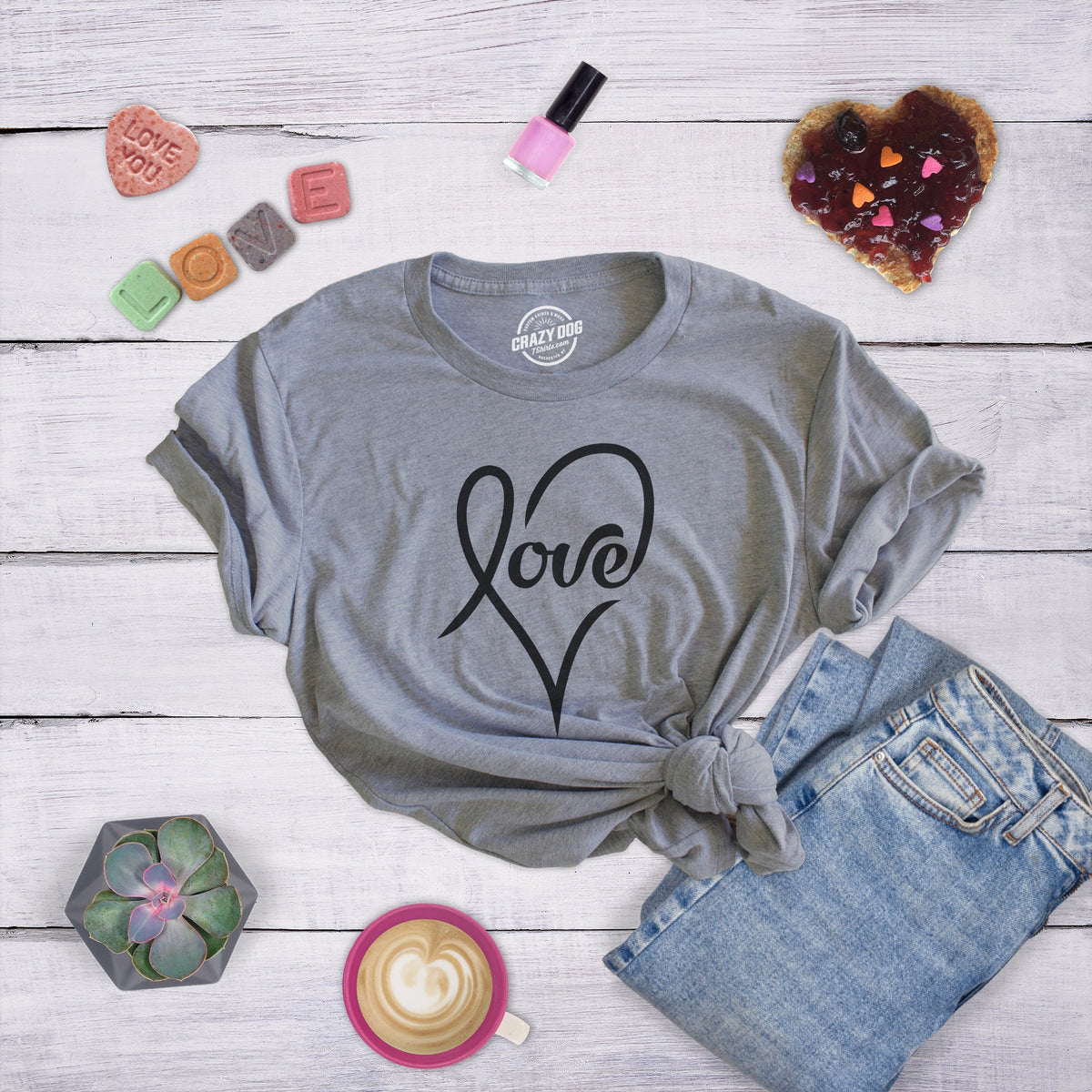 Heart Love Shirt Big Heart Tee Heart Spelt With Love Cursive Love Wife Anniversary Gift Newlywed Shirt Woman Valentines Day Shirt Graphic Tee – Bold Style · Must-Have Style