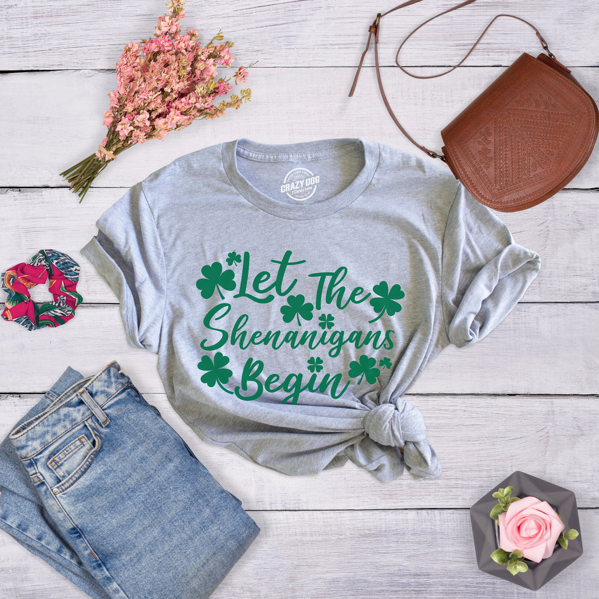 Let The SHENANIGANS Begin St Patrick Day Shirt Luck Of The Irish Green Clover Shirt Woman Ireland Tee Woman Funny Shirts Women V 2 Graphic Tee – Feel-Good Design · High-Quality Print