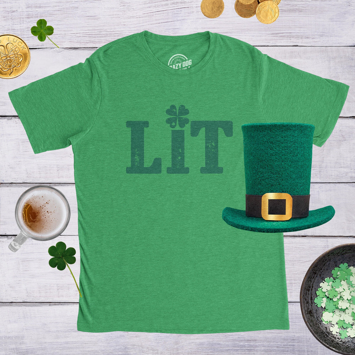 Lit Shamrock Tshirt Men Funny St Patrick Day Shirt Party Shirts Men Ireland Shirts Clover ShenanigansShamrock ShirtPattys Getting Lit Graphic Tee – Everyday Comfort · Must-Have Style