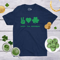 Peace Love SHENANIGANS Saint Patricks Day Shirt Shenanigans Shirt Peace Shirt Shamrock Shirt Mens Clover Shirt Funny Shirts Mens Graphic Tee – Aesthetic Look · High-Quality Print