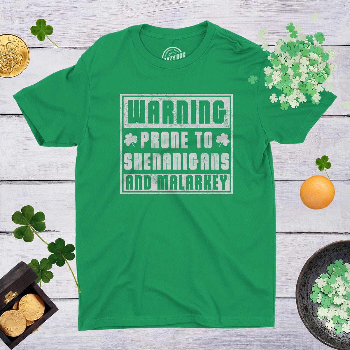 Warning Prone To Shenanigans And Malarkey Saint Patricks Day Shirt Lucky Green shirt Shamrock Shirt Mens Party Clover Shirt Graphic Tee – Premium Graphic · Great Gift For Fans