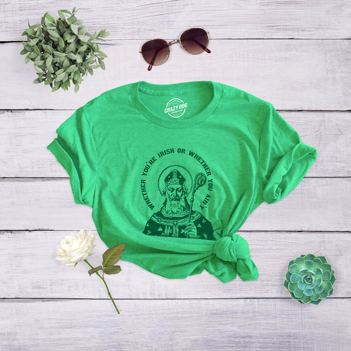 Raise Your Glass To Our Patron Saint Irish Drinking Womens Shirts May Not Be Irish Funny St Patricks Day Shirt Saint Patrick Graphic Tee – Aesthetic Look · Trending Graphic Apparel
