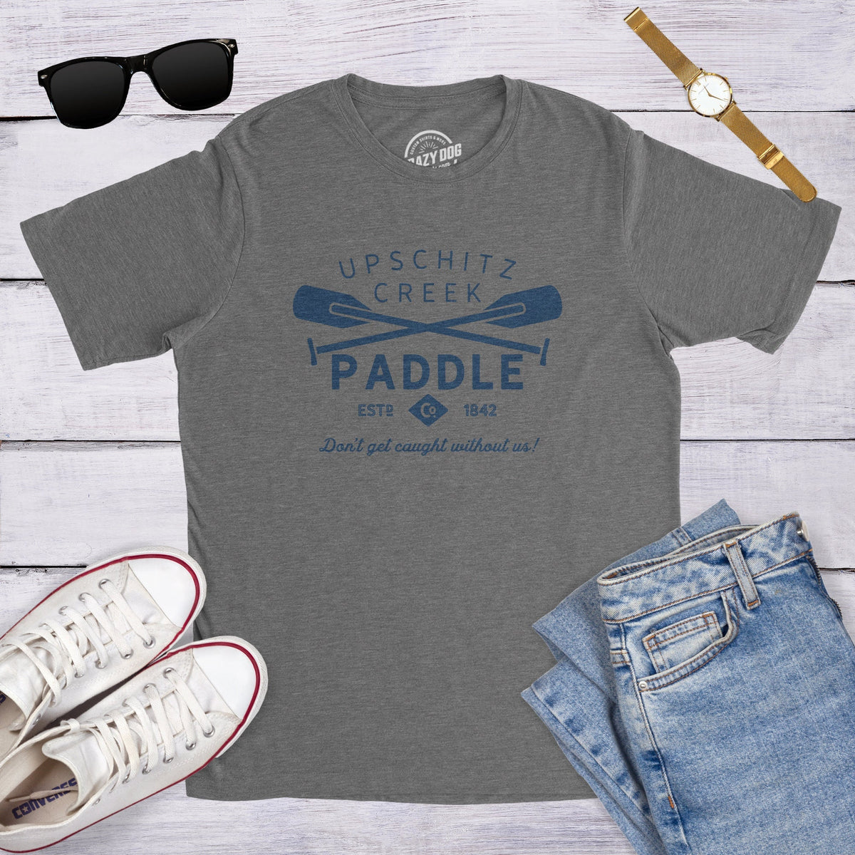 Canoe Kayak Shirt Man Funny Outdoor Shirts Camping Gift Mens Camping T Shirt Funny Camping Gear For Men Upschitz Creek Paddle Graphic Tee – Cozy Vibes · High-Quality Print