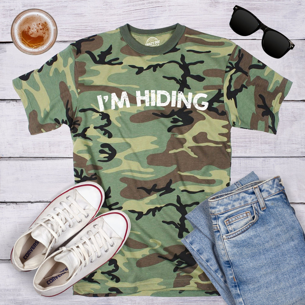 Camo Shirt Men Im Hiding Mens Hunting Shirt Hunter Shirt Camping Hunting Gift Camouflage Shirt Gun Owner Shirt Graphic Tee – Everyday Comfort · High-Quality Print