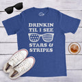 Drinkin Til I See Stars and StripesIndependence Day Shirt 4th Of July Party Shirt USA Drinking Shirt America Patriotic Celebration Shirt Graphic Tee – Aesthetic Look · Must-Have Style