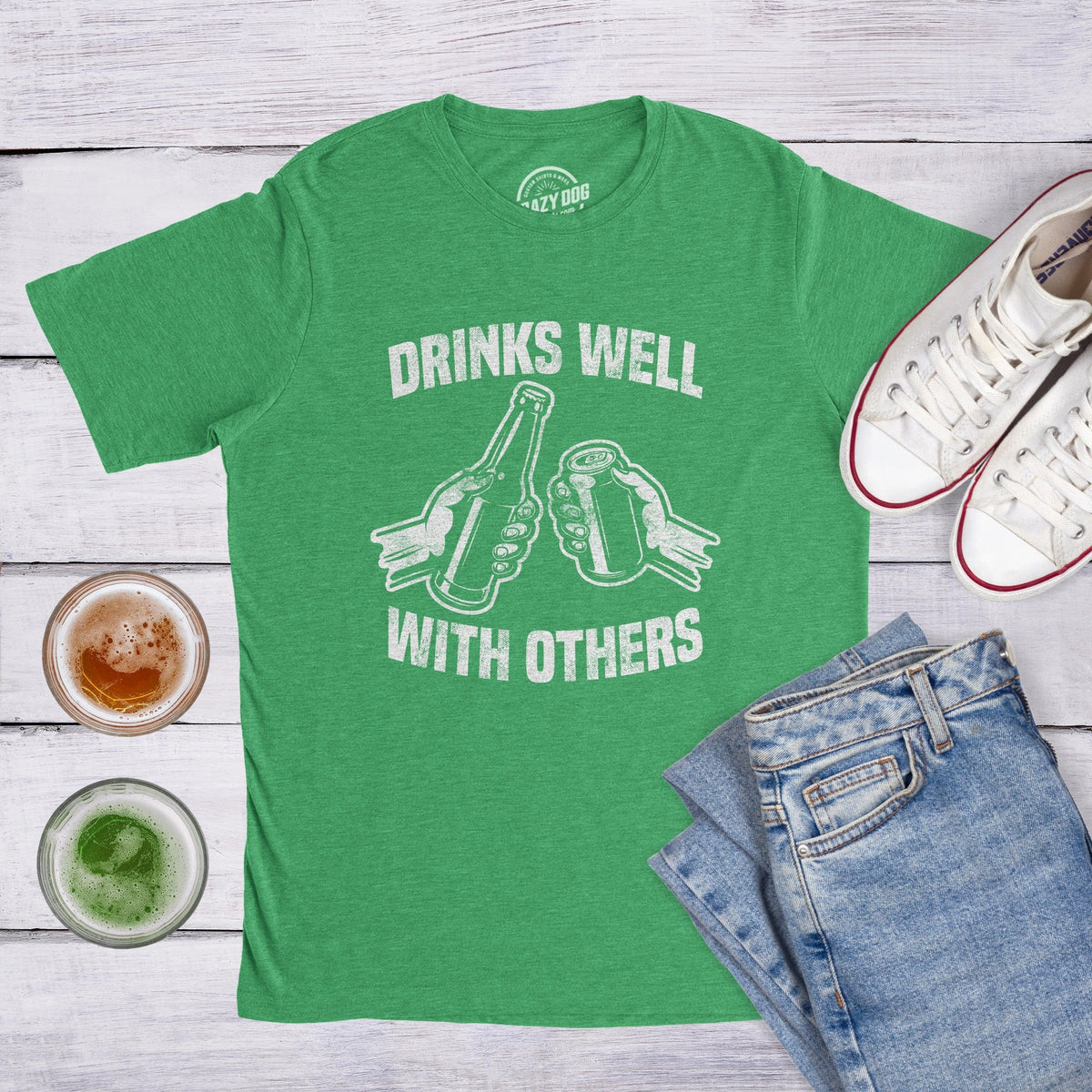 New Drinks Well With Others Shirt St Patricks Day Shirt Man Shamrock Shirt Men Green Irish Party Shirt Four Leaf Clover Shirt Graphic Tee – Easygoing Wear · Perfect For Daily Wear