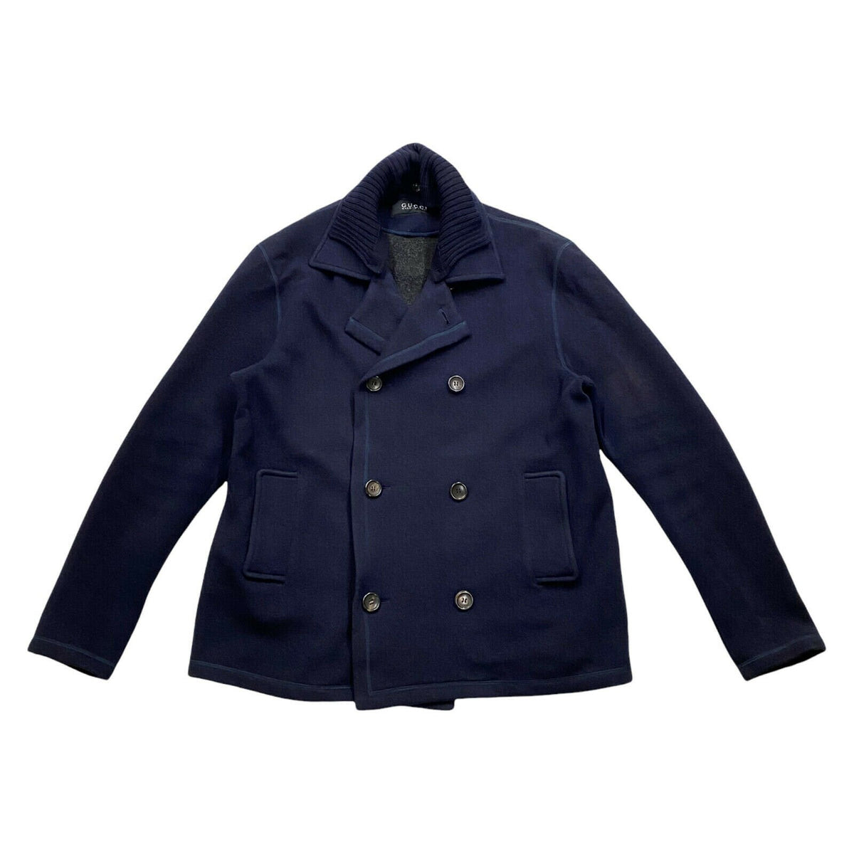 Gucci Soft Wool Pea Coat Vintage High End Luxury Designer Peacoat Navy Blue Graphic Tee – Easygoing Wear · Trending Graphic Apparel