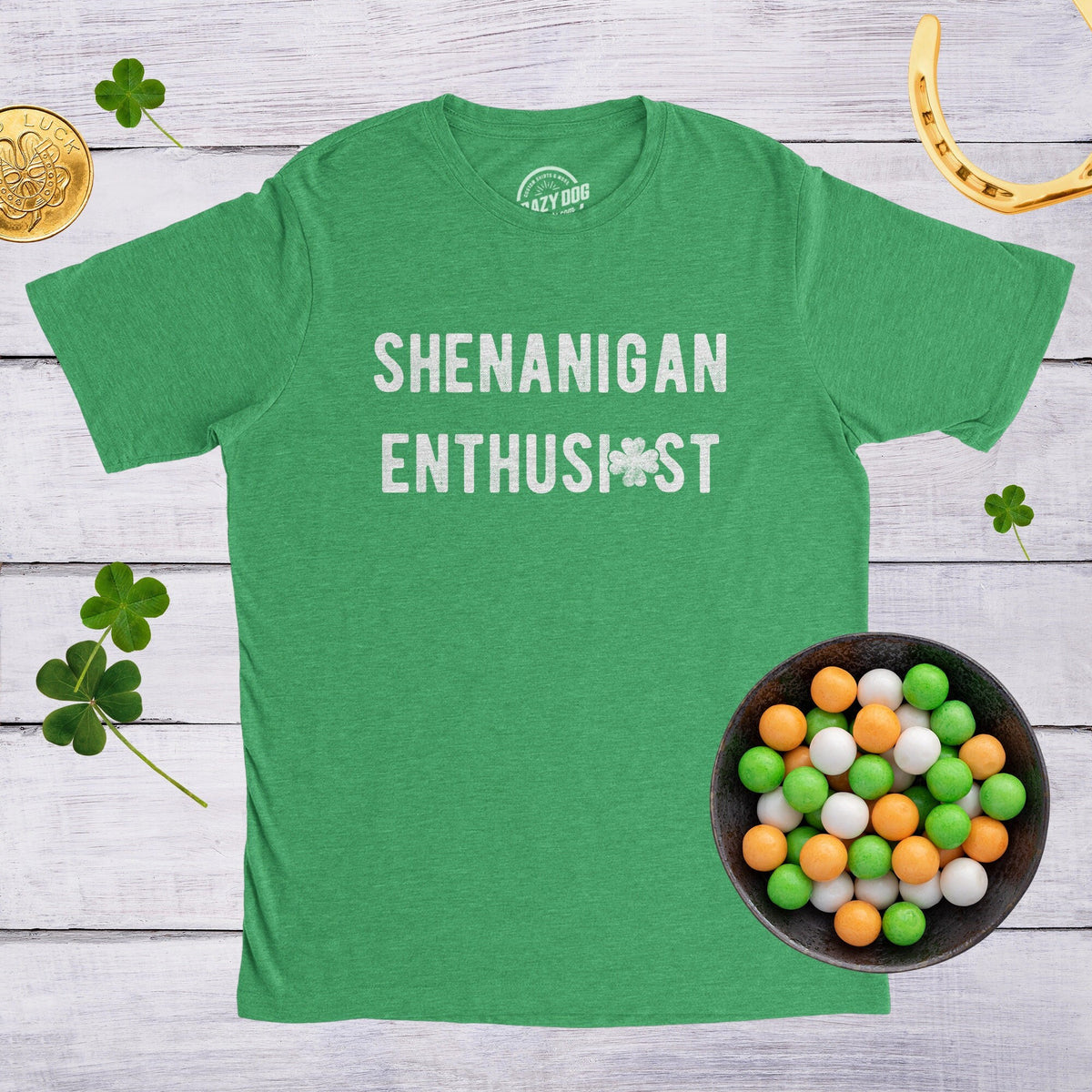 SHENANIGANS Enthusiast CLOVER Saint Patricks Day Shirt Shenanigans Shirt Lucky Green shirtShamrock Shirt MensClover Shirt Funny Shirts Graphic Tee – Soft Feel · High-Quality Print