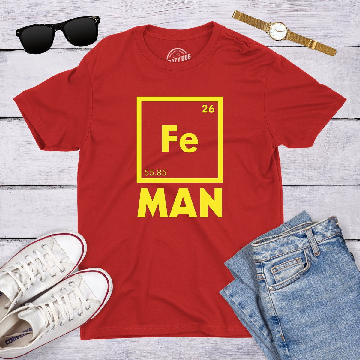 Fe Man Shirt Iron Man Shirt Scientist Shirt Funny Science Shirt Science Teacher Gift Funny Mens Shirt Science Gift Graphic Tee – Feel-Good Design · High-Quality Print