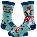 Gnome Socks Hello Little Friend Socks Funny Womens Socks Funny Socks Funky Gnome Socks Flower Child Socks Mushrooms Graphic Tee – Easygoing Wear · Trending Graphic Apparel