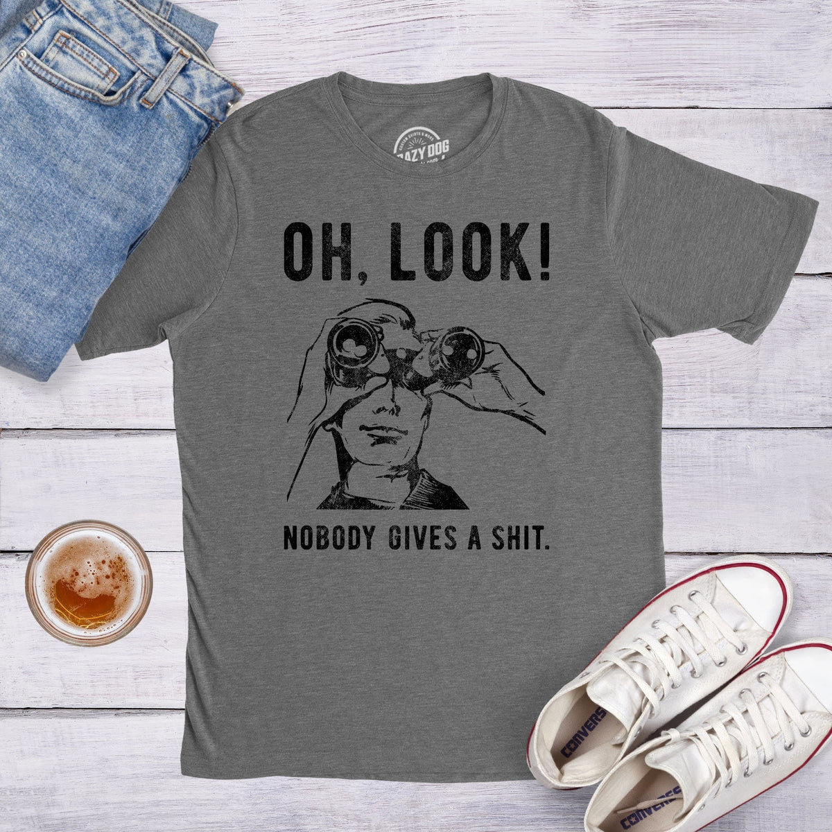 Funny Mens Shirt Sarcastic Shirt For Men Novelty Shirts Funny Saying Shirts Offensive Shirt Oh Look Nobody Gives A Shit Graphic Tee – Feel-Good Design · Perfect For Daily Wear