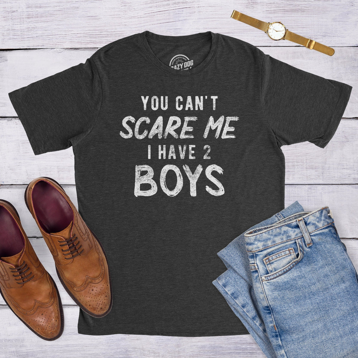 Funny Dad Shirt Funny Father39s Day Shirts Dad Of Boys Funny Unisex Shirts Gift for Dad Cant Scare Me I Have Two Boys 2 Boys Graphic Tee – Fan Favorite · High-Quality Print