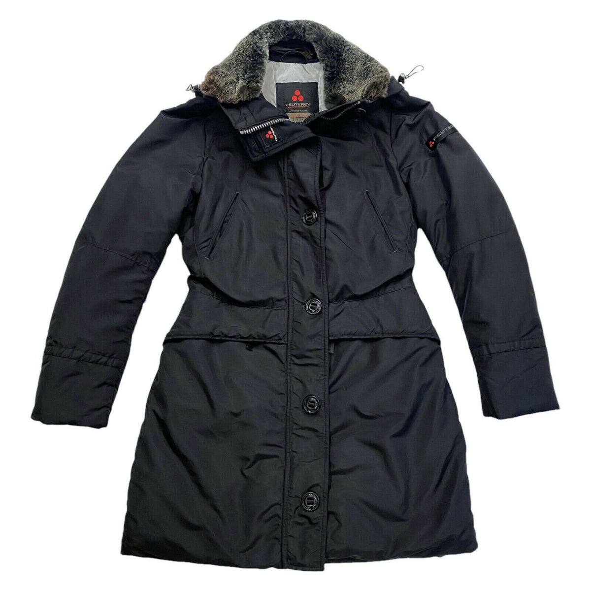 Peuterey Womens Fur Trim Padded Hoodie Coat Vintage Luxury Designer Black VTG Hoodie – Aesthetic Look · Great Gift For Fans