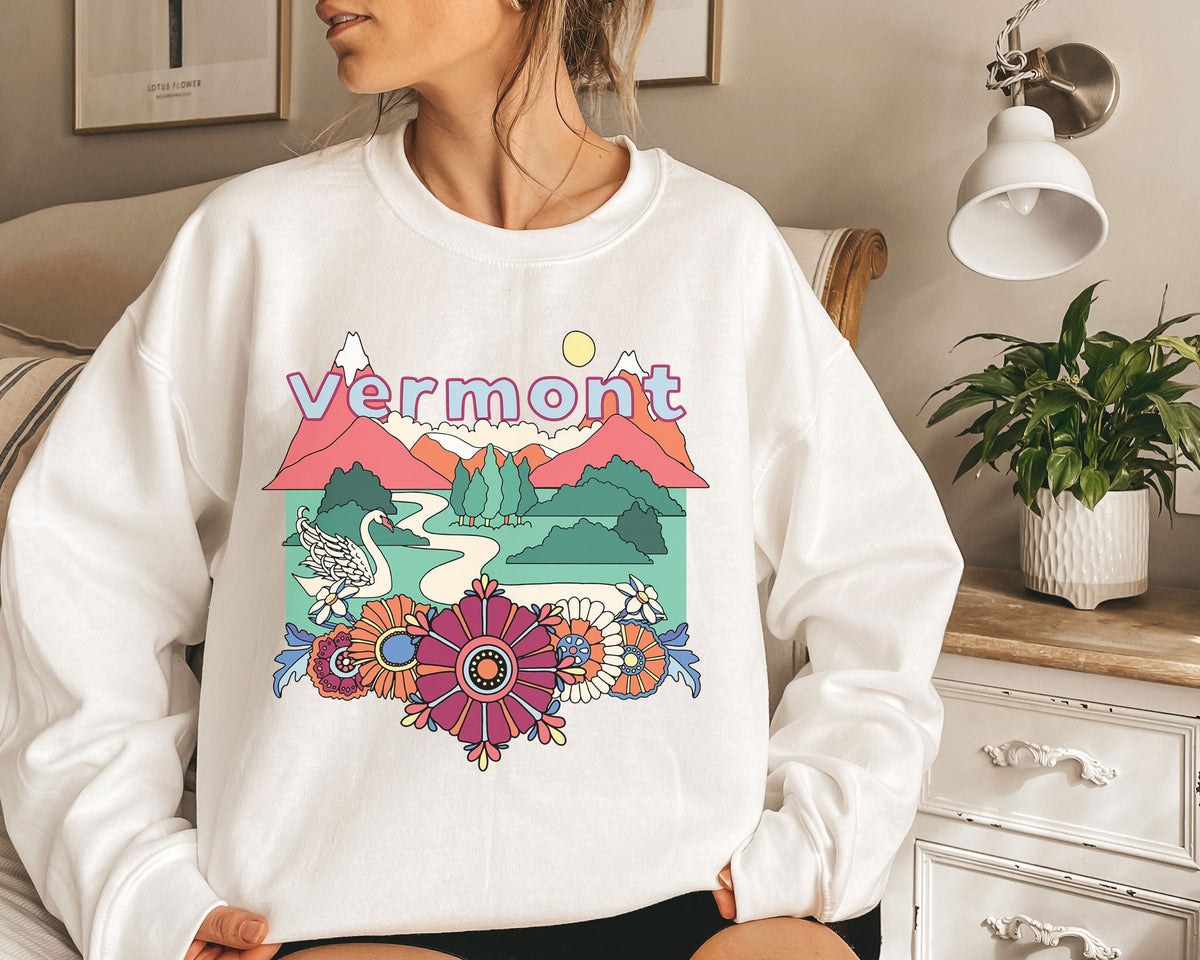 Vermont Sweatshirt Retro Vintage Style Vermont Sweatshirt Vermont Mountain Sweater Personalization Available Sweatshirt – Aesthetic Look · Perfect For Daily Wear