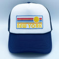 New York Trucker Hat Retro Sun New York Snapback Hat Adult Hat Graphic Tee – Fan Favorite · Trending Graphic Apparel