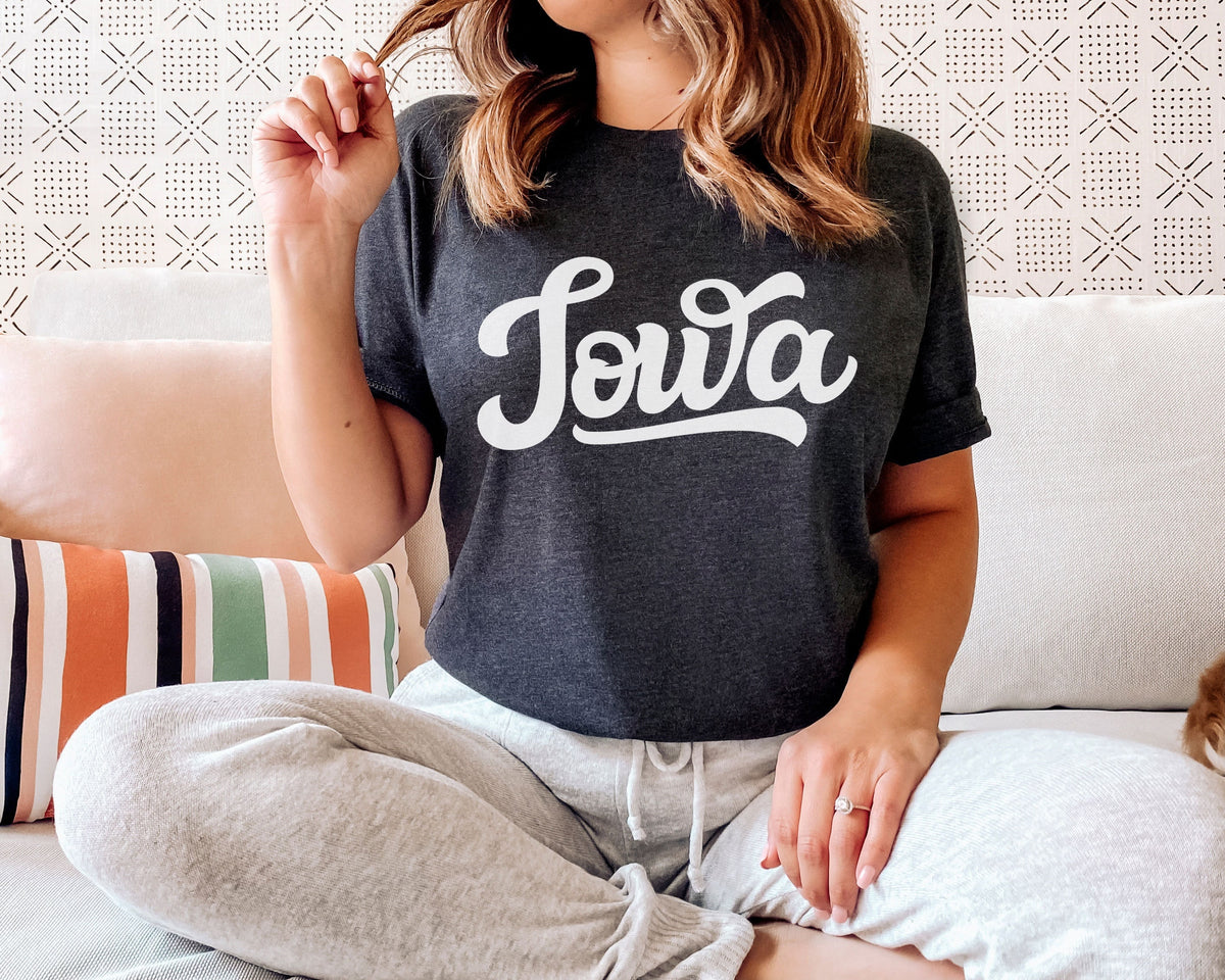 Iowa TShirt Hand Lettered Unisex Iowa Shirt Personalization Available Graphic Tee – Easygoing Wear · Great Gift For Fans