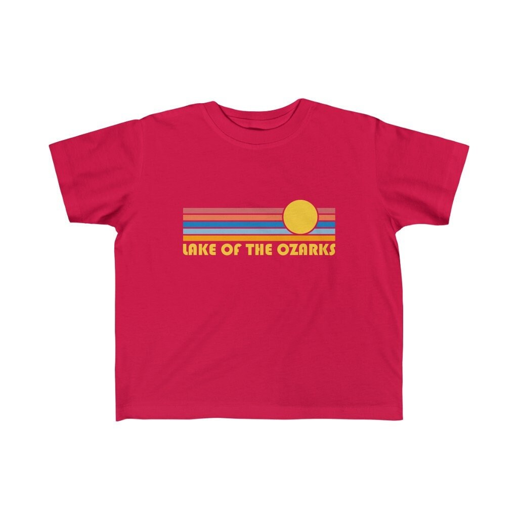 Lake of the Ozarks Toddler Shirt Retro Sunrise Lake of the Ozarks Missouri Kid39s TShirt Personalization Available Graphic Tee – Cozy Vibes · Perfect For Daily Wear