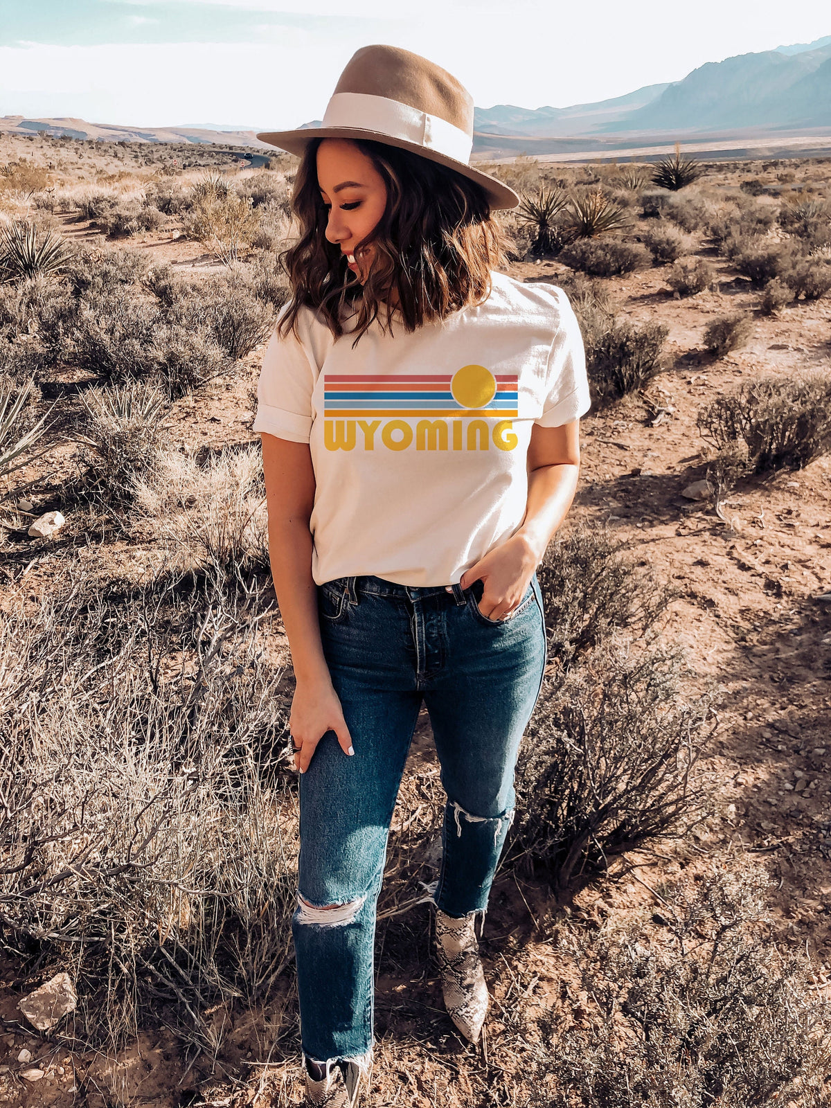 Wyoming TShirt Retro Sunset Adult Unisex Wyoming T Shirt Personalization Available Graphic Tee – Cozy Vibes · Perfect For Daily Wear