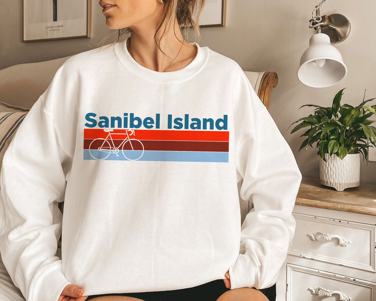 Sanibel Island Florida Sweatshirt Retro Bike Unisex Adult Crewneck Sanibel Island Sweatshirt Personalization Available Sweatshirt – Cozy Vibes · Great Gift For Fans